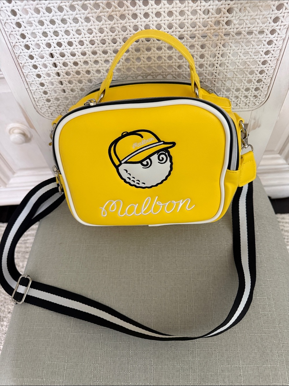 MalbonYellow Crossbody Bag with Golf Logo Graphic